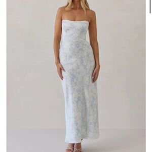 Park & Fifth Strapless Light Blue Floral Dress